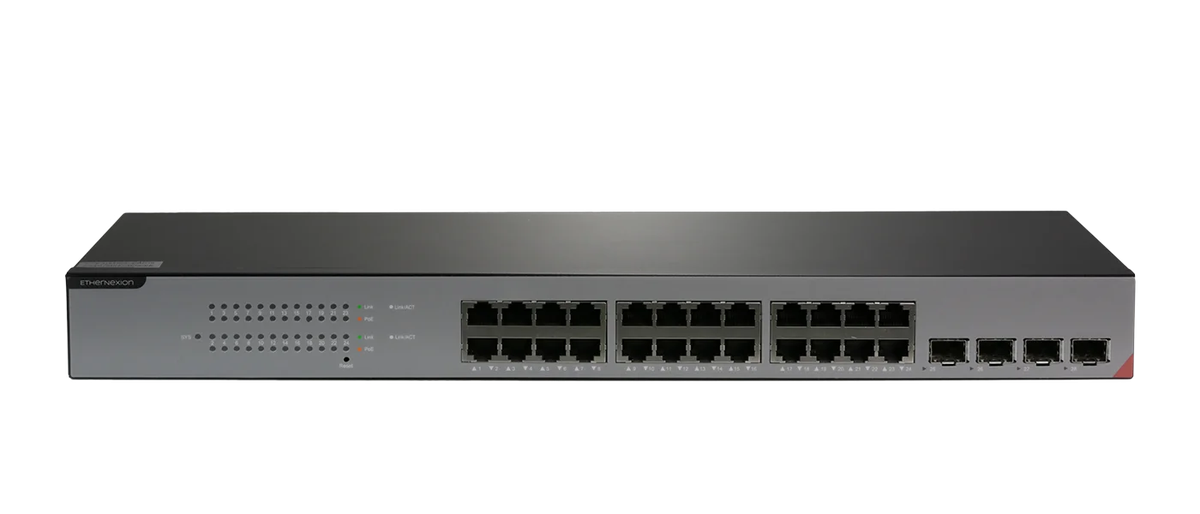 S2124GP-4S, 24x1GBase-T(POE+30W),4x1GSFP, Support, L2 Management PoE Switch
